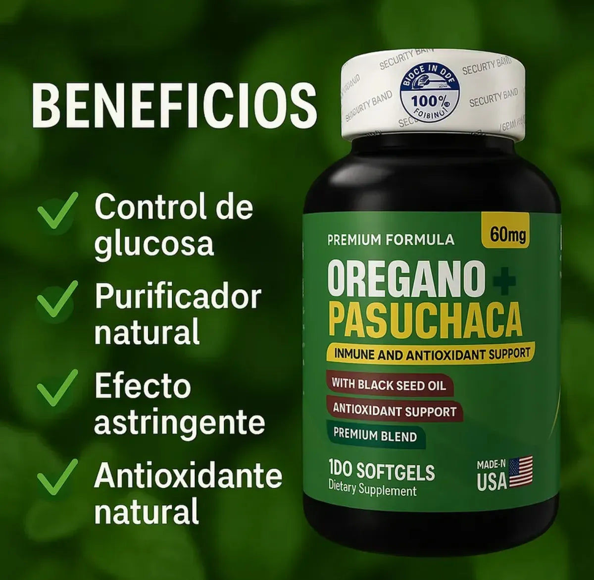 Orégano + Pasuchaca Americano - Bienestar Digestivo y Defensas (x100)