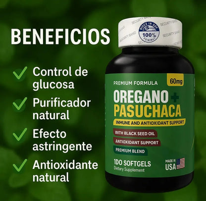 Orégano + Pasuchaca Americano - Bienestar Digestivo y Defensas (x100)