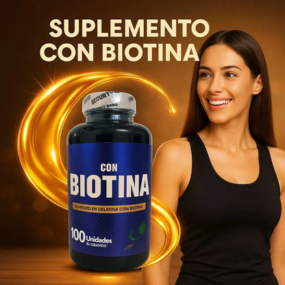 Biotina (B7) - Crecimiento de Cabello y Uñas (x100 Softgels)