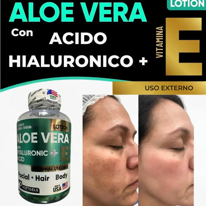 Aloe Vera + Ácido Hialurónico - Cápsulas Faciales Tópicas (x60)