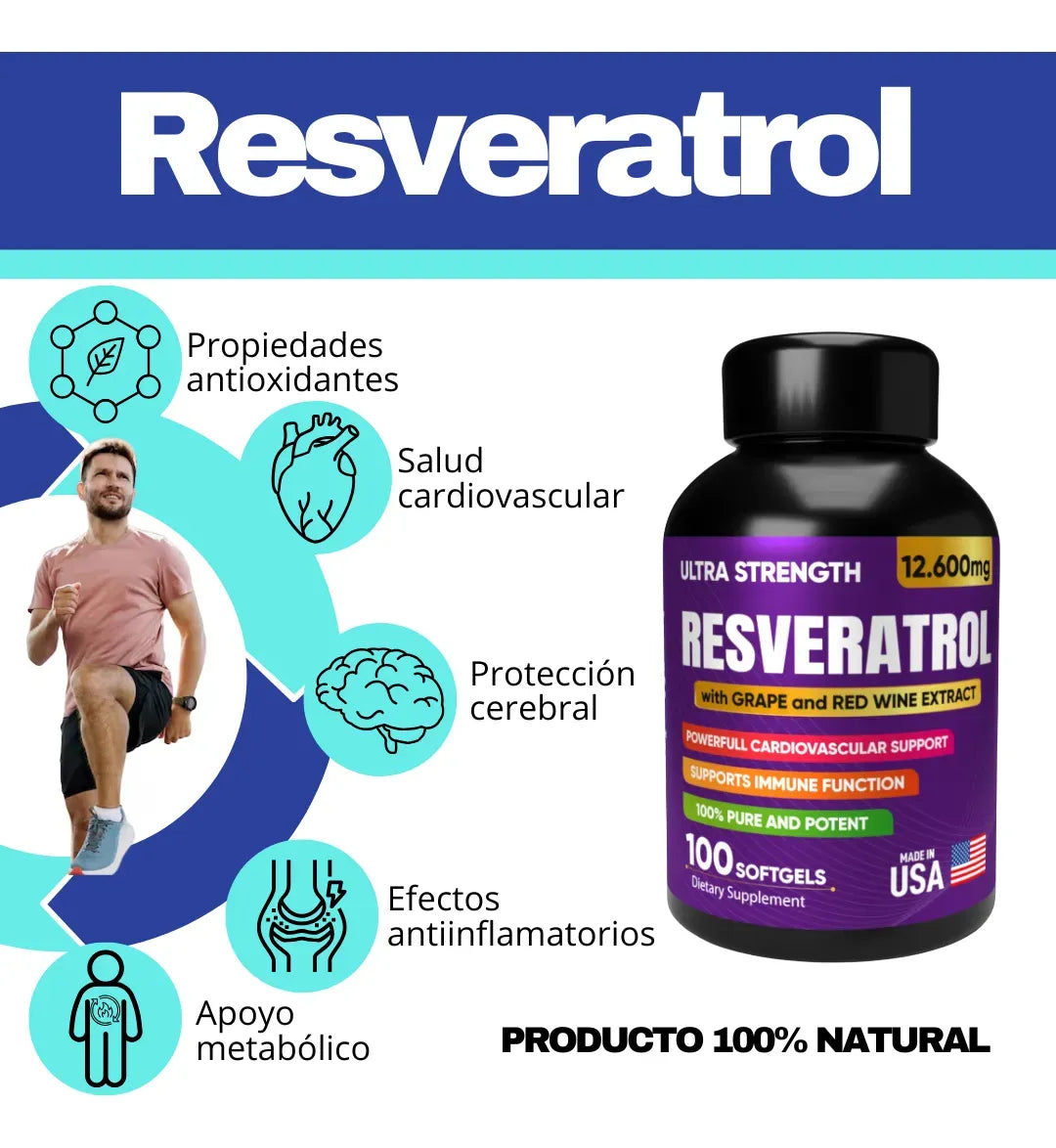 Resveratrol - Protección Celular y Antienvejecimiento (x100)