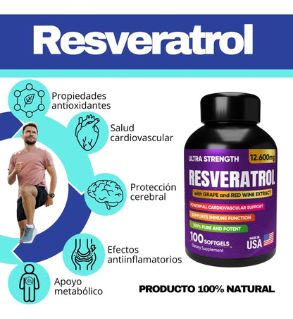 Resveratrol - Protección Celular y Antienvejecimiento (x100)