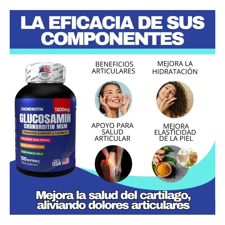 Glucosamina + Ácido Hialurónico - Movilidad y Soporte Articular (x100 Softgels)