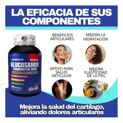 Glucosamina + Ácido Hialurónico - Movilidad y Soporte Articular (x100 Softgels)