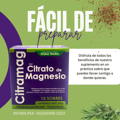 Citrato de Magnesio - Hidratación y Relajación (15 Sobres)
