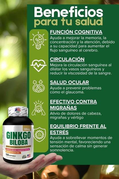 Ginkgo Biloba - Memoria y Concentración (x100 Softgels)