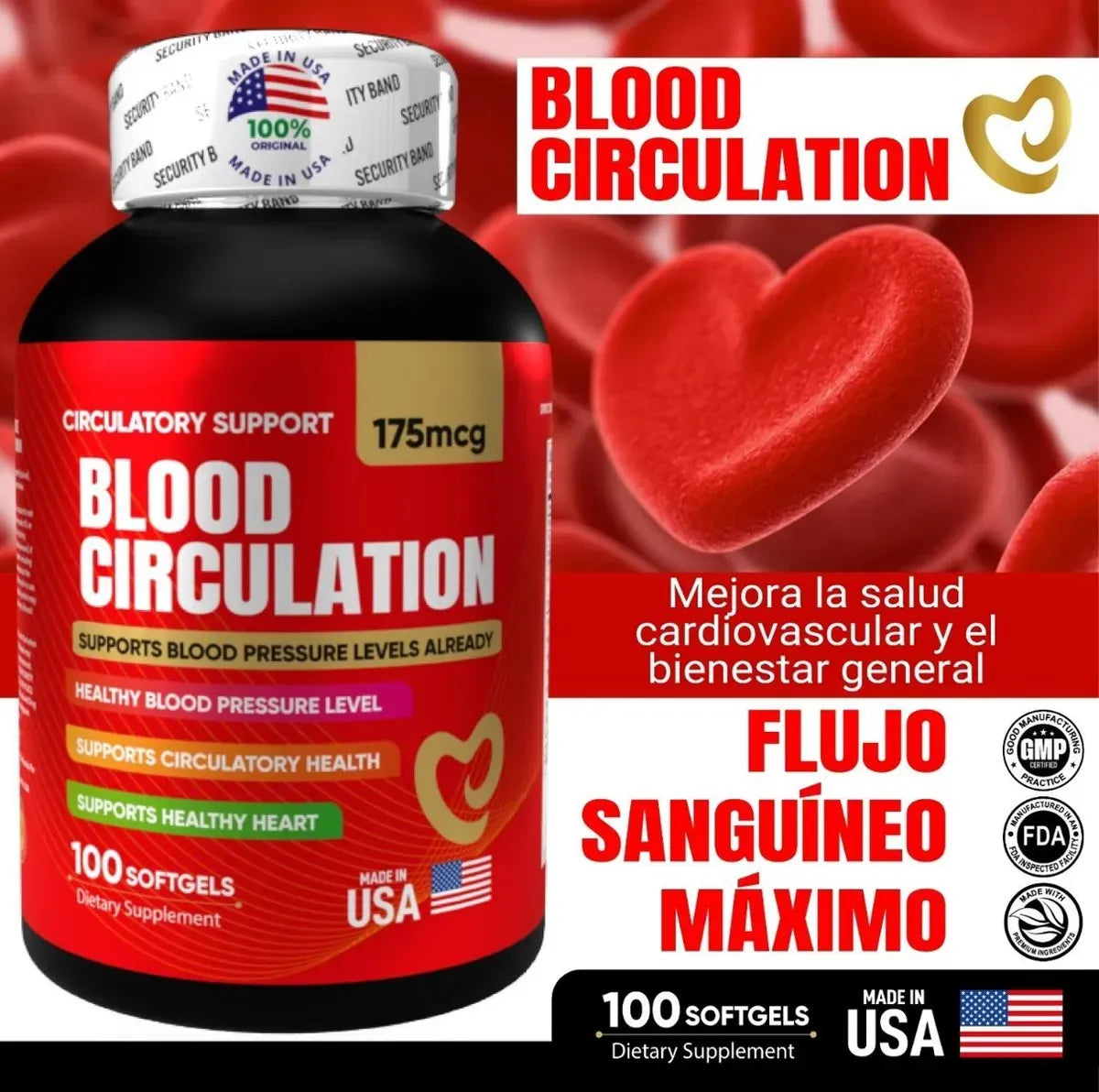 Blood Circulation - Soporte Cardiovascular y Flujo Sanguíneo (x100 Softgels)