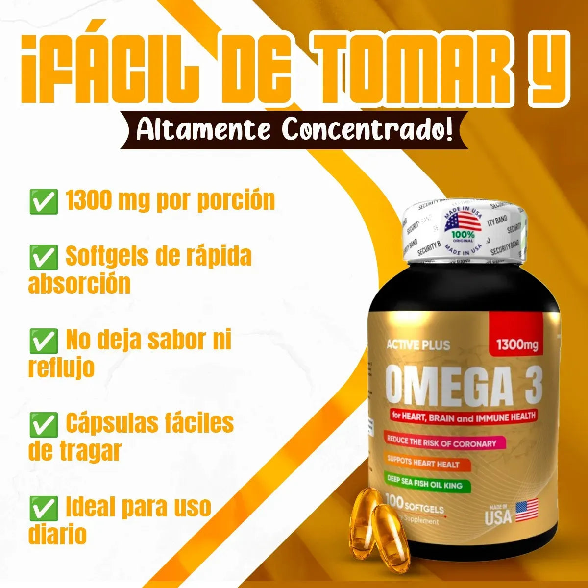 Omega 3 Americano - Salud Cardiovascular (x100 Softgels)