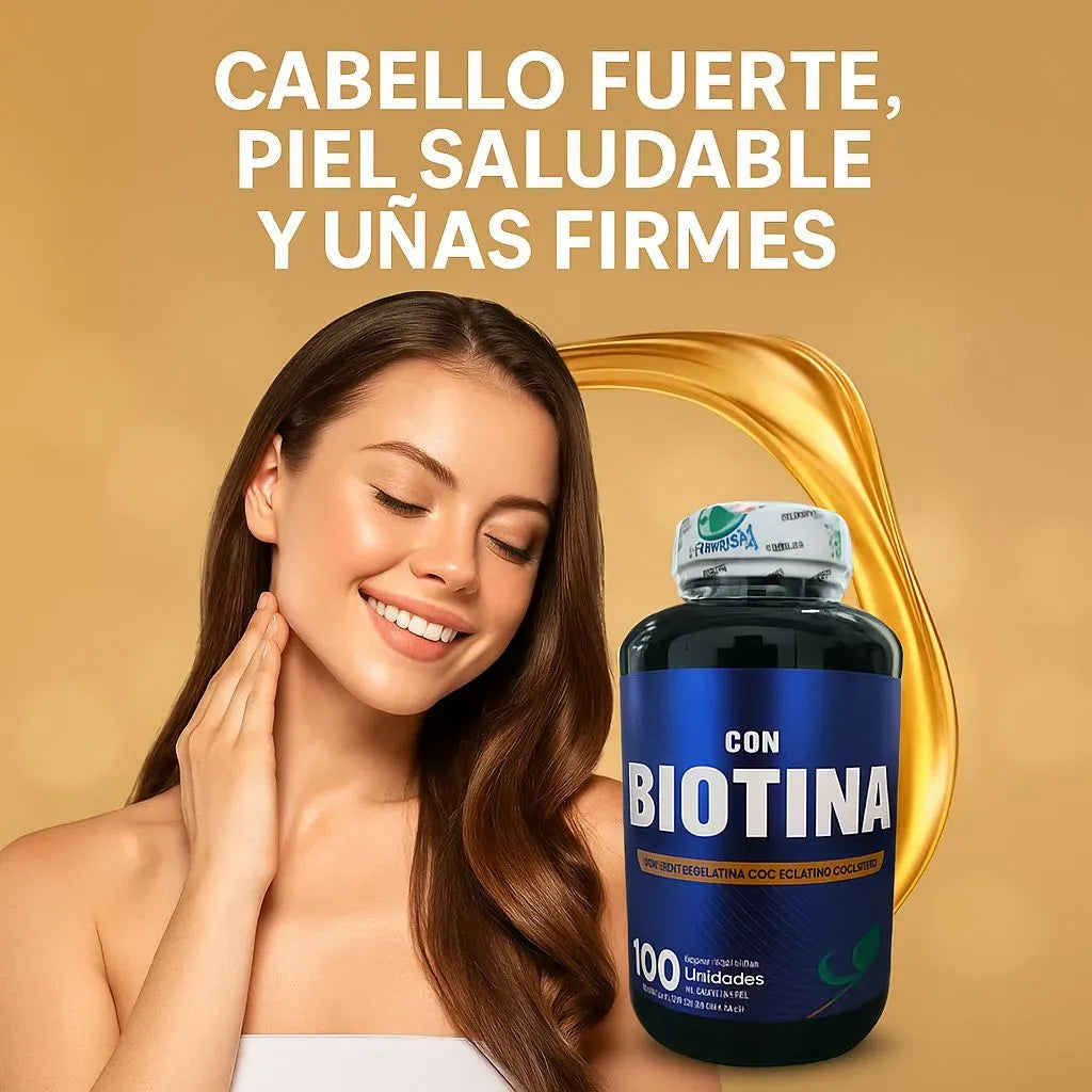 Biotina (B7) - Crecimiento de Cabello y Uñas (x100 Softgels)