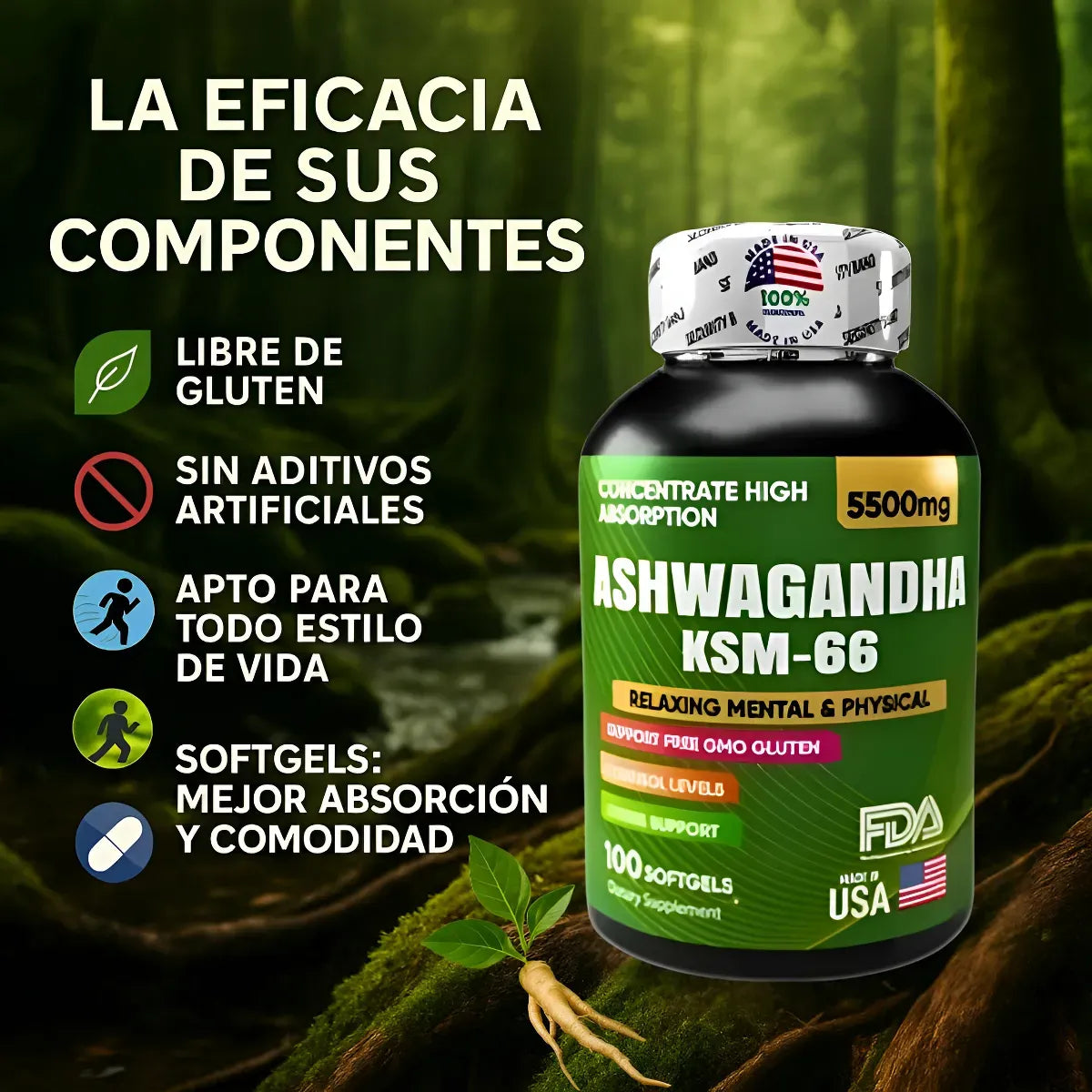 Ashwagandha original KSM66 x100 softgels