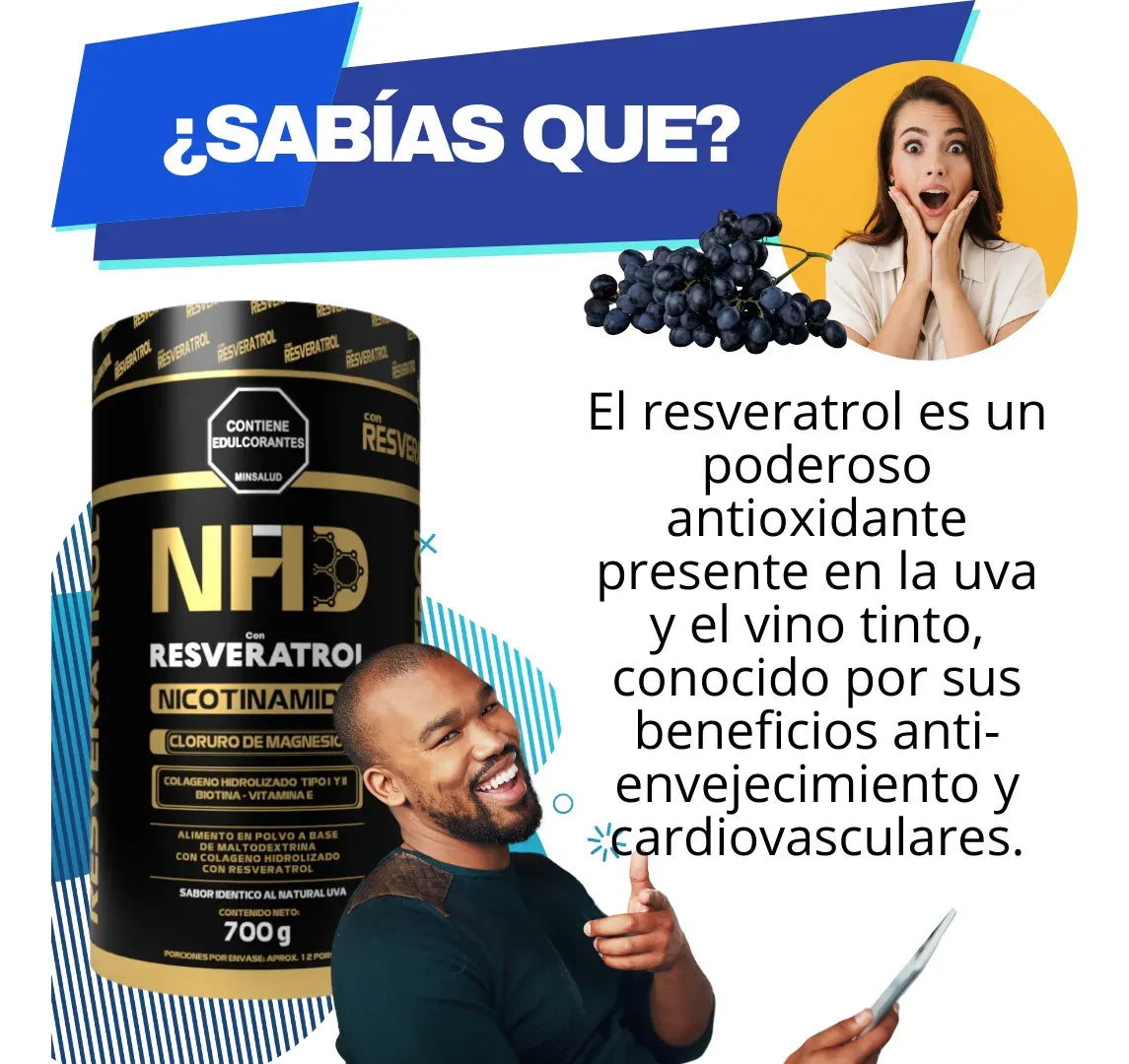 NAD + Resveratrol en Polvo - Longevidad y Antiedad (con INVIMA)