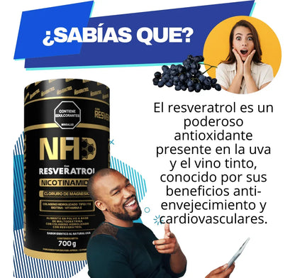 NAD + Resveratrol en Polvo - Longevidad y Antiedad (con INVIMA)