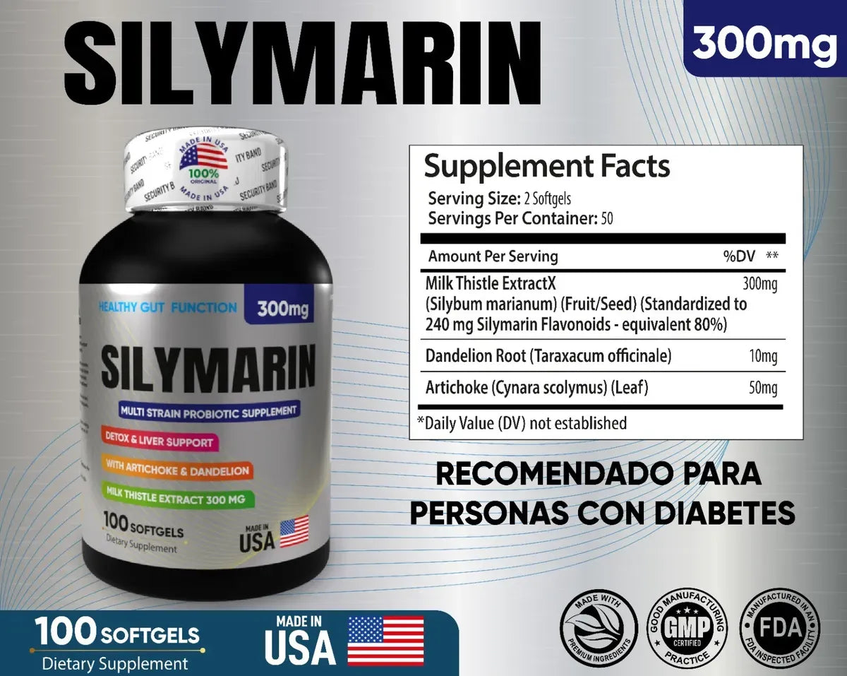 Silymarin (Cardo Mariano) - Detox y Protección Hepática (x100 Softgels)