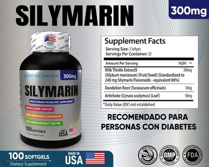 Silymarin (Cardo Mariano) - Detox y Protección Hepática (x100 Softgels)