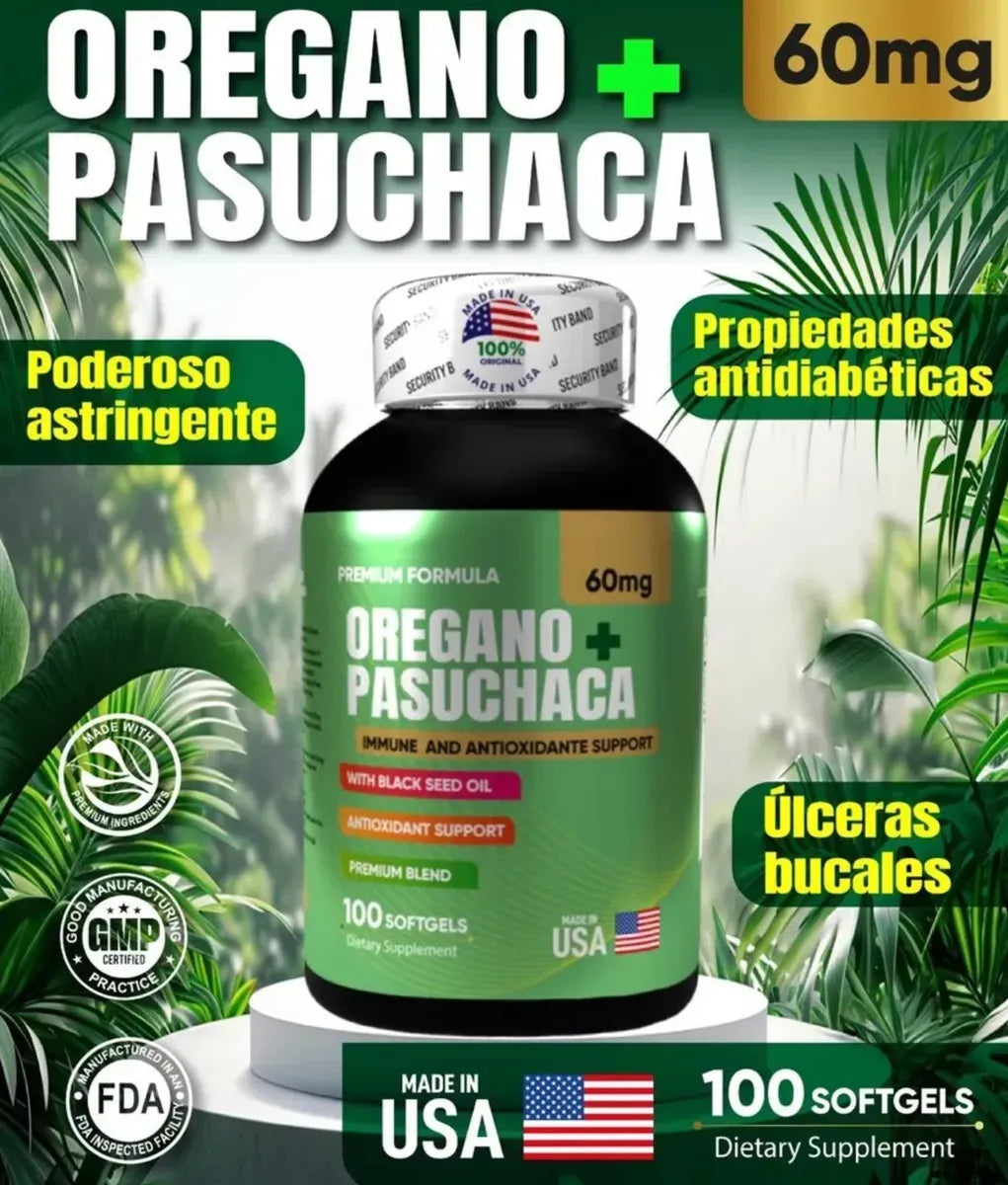 Orégano + Pasuchaca Americano - Bienestar Digestivo y Defensas (x100)
