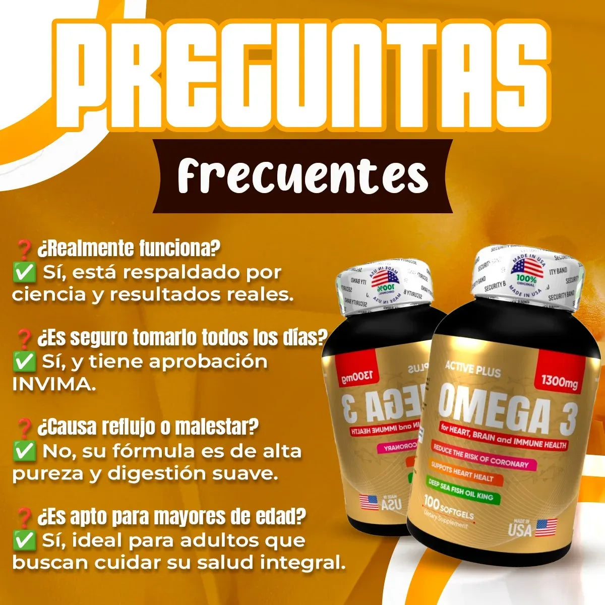 Omega 3 Americano - Salud Cardiovascular (x100 Softgels)