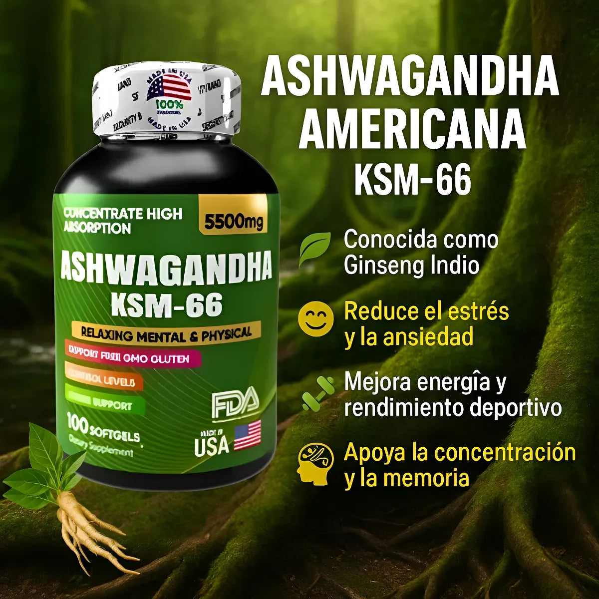 Ashwagandha original KSM66 x100 softgels