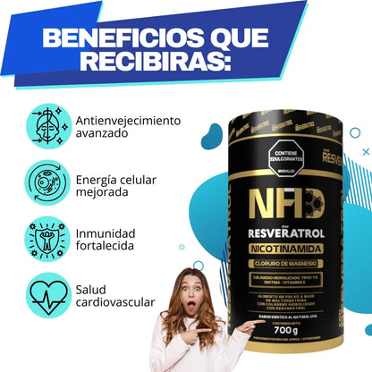 NAD + Resveratrol en Polvo - Longevidad y Antiedad (con INVIMA)