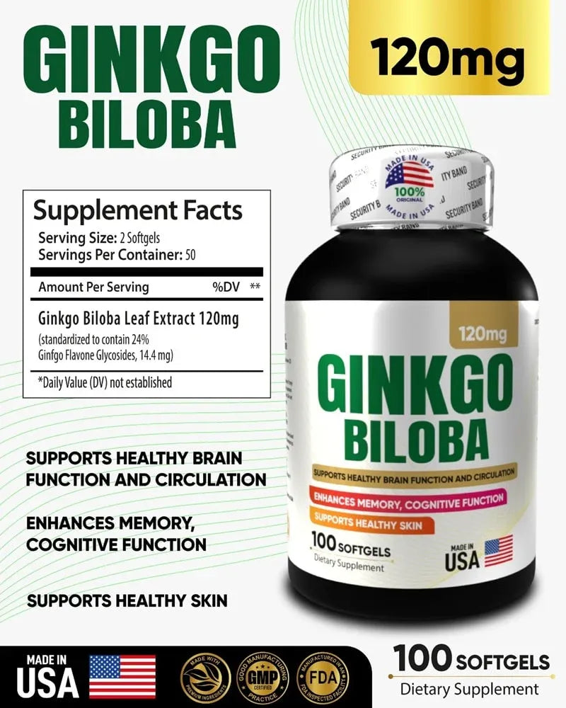 Ginkgo Biloba - Memoria y Concentración (x100 Softgels)
