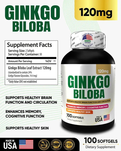Ginkgo Biloba - Memoria y Concentración (x100 Softgels)