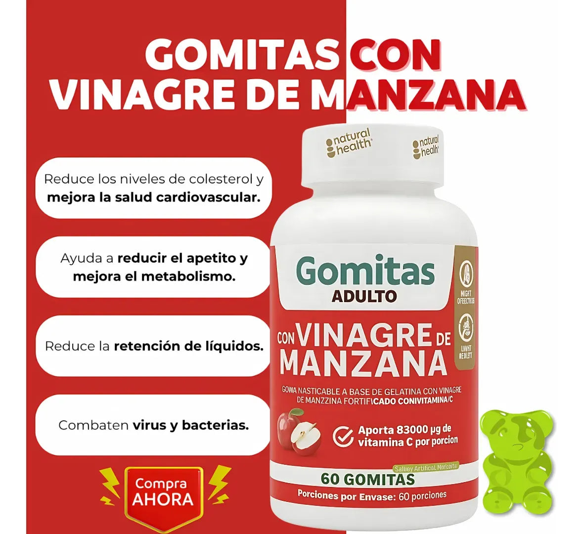 Gomitas Vinagre Manzana + Vitamina C